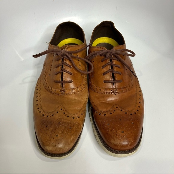 Cole Haan zero grand cognac leather wingtip shoes size 12 - Picture 2 of 7